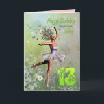 Sister age 13, flower fairy birthday card<br><div class="desc">A beautiful ballerina flower fairy dancing on a birthday card for a Sister.</div>