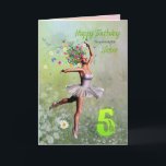 Sister age 5, flower fairy birthday card<br><div class="desc">A beautiful ballerina flower fairy dancing on a birthday card for a Sister.</div>