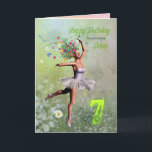 Sister age 7, flower fairy birthday card<br><div class="desc">A beautiful ballerina flower fairy dancing on a birthday card for a Sister.</div>