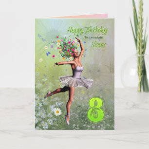 Sister age 8, flower fairy birthday card