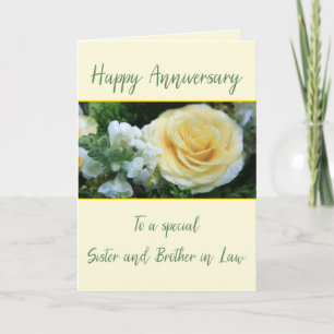 Sister and Brother in Law Anniversary Yellow Rose Card
