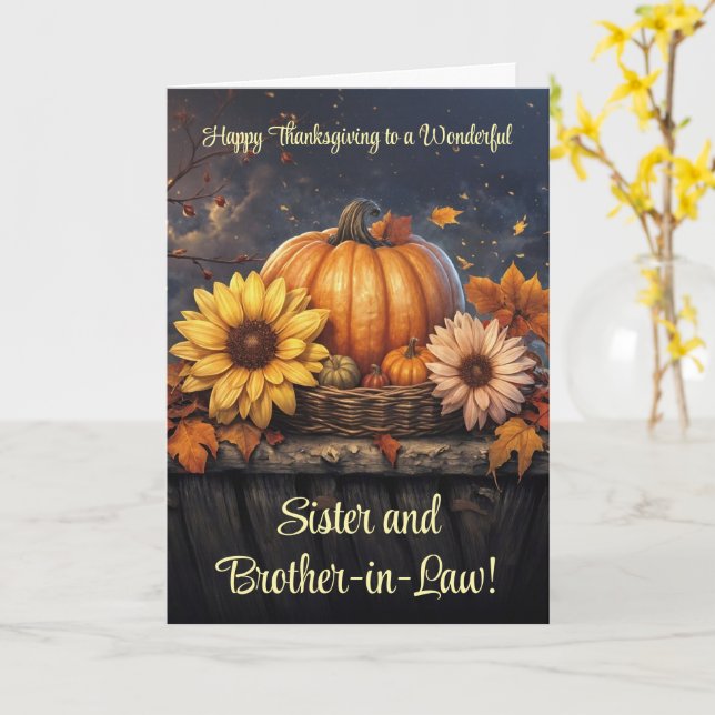Sister and Brother in Law Happy Thanksgiving  Card (Yellow Flower)