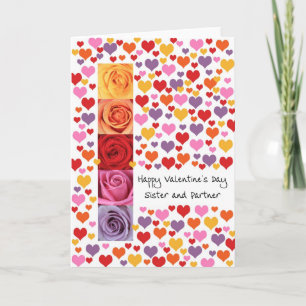 Sister and partner Coloured Valentine's Day Holiday Card