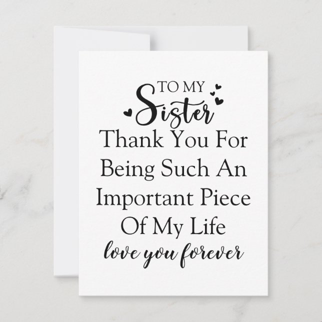 Sister Appreciation Thank You For Being In My Life (Front)