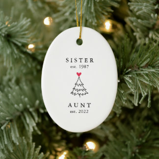 Sister | Aunt Year Est. Christmas Ceramic Ornament