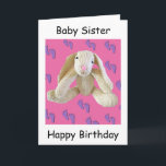 Sister baby birthday card Bunny Rabbit lovely!<br><div class="desc">Here is a lovely birthday card for a child to give to its baby sister. You can change the greeting on the front and the verse inside or leave blank. Please take a look at my other mugs,  products and cards in my bunny range. pattern used for bunny byallsmeans.com</div>