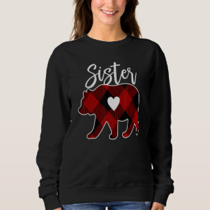 Sister Bear Christmas Buffalo Plaid Red White & Bl Sweatshirt