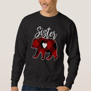 Sister Bear Christmas Buffalo Plaid Red White & Bl Sweatshirt