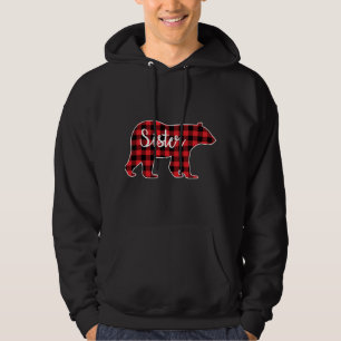 Sister Bear Red Plaid Family Matching Christmas Pa Hoodie