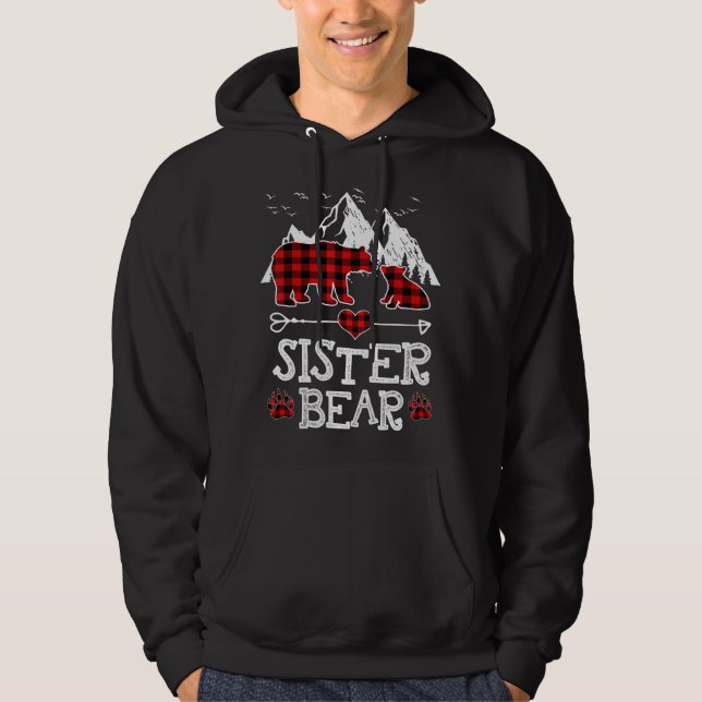 Sister BearRed Buffalo Plaid Sister Bear Pajama Hoodie (Front)