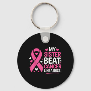 Sister Beat Breast Cancer Like a Boss Awareness Key Ring