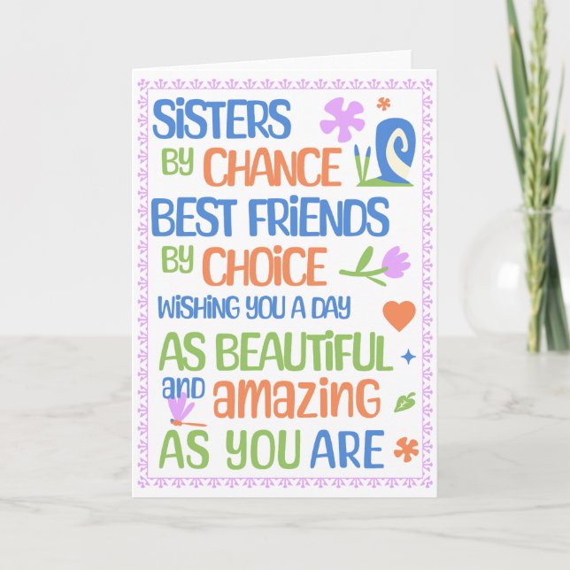 Sister Birthday, 5 x 7 foldable card (Front)