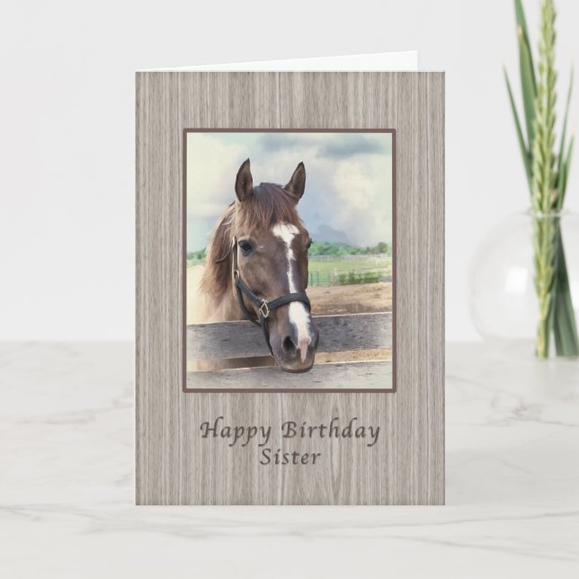 Sister, Birthday, Brown Horse with Bridle Card (Front)