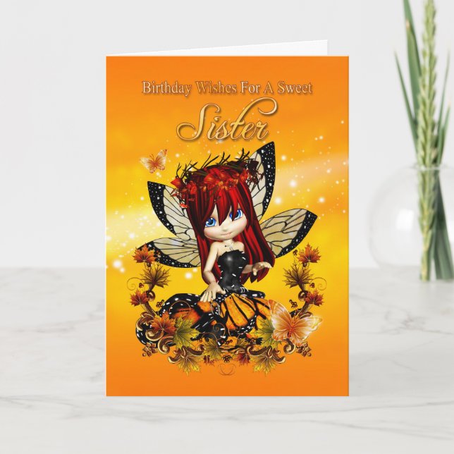 sister birthday card - birthday autumn colour (Front)