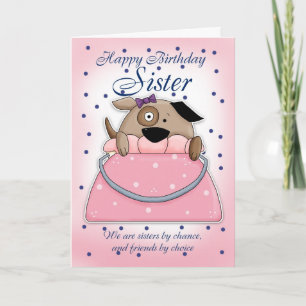 Sister Birthday Card - Cute Purse Pet