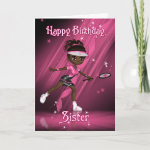 Sister Birthday Card Tennis Player - Tweens & Teen