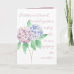 Sister birthday card - watercolour hydrangea<br><div class="desc">A beautiful watercolour hydrangea birthday card with a sentimental verse on front an continued inside</div>