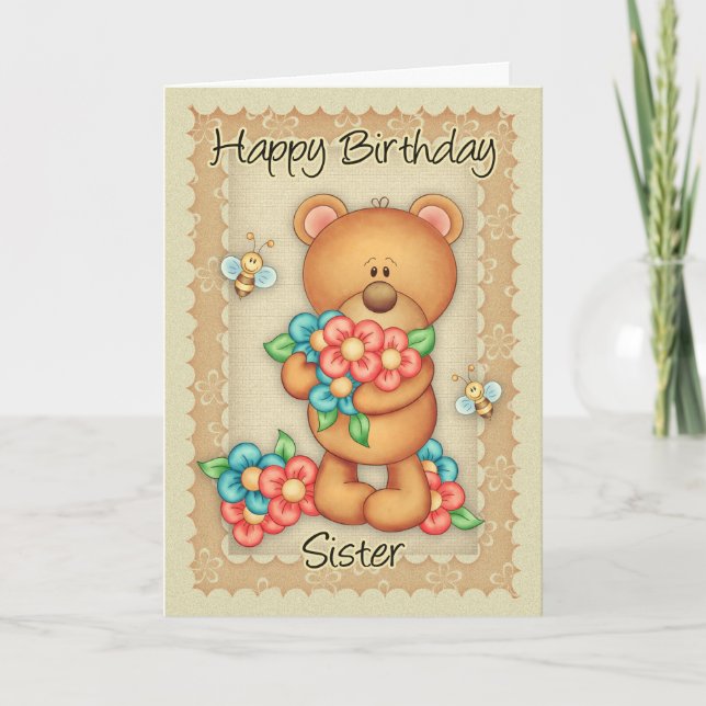 Sister Birthday Card With A Bunch Of Birthday Hugs (Front)