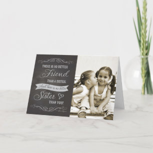 Sister Birthday - Chalkboard custom photo Card