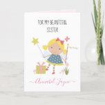 SIster birthday fairy girls whimsical Card<br><div class="desc">An adorable birthday card with the cutest little fairies that you can personalise with your sister's name. The birthday fairy collection is perfect for little girls who adore magical creatures. You can choose between two types of cards. You can choose either silky gloss paper or matte paper. Matte, is a...</div>