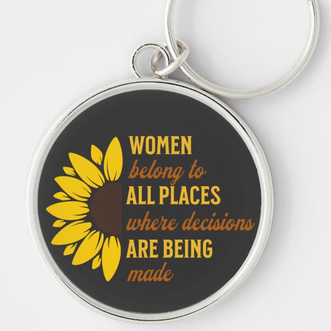 Sister Birthday Gift Feminist Sunflower Keepsake Key Ring (Front)