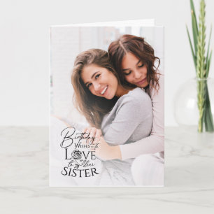 Sister Birthday Minimalist Photo Calligraphy Card