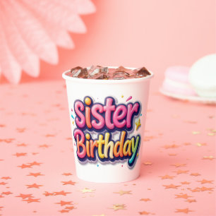 Sister Birthday Rainbow Bubble Gift for Sister Paper Cups