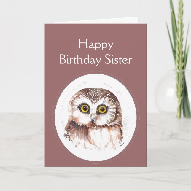 Sister Birthday Whooo Loves You, Cute Owl Humour Card (Front)