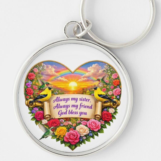 Sister Blessing Floral Keychain (Front)