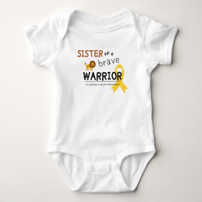 sister brave warrior cancer lion baby bodysuit (Front)