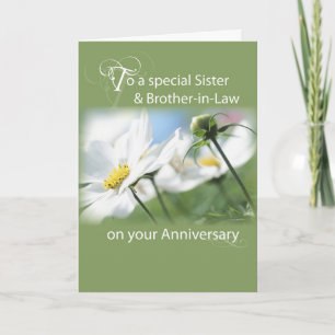 Sister & Brother-in-Law Anniversary White Flowers Card