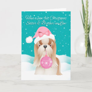 Sister & Brother-in-Law Shih Tzu Dog Christmas Car Holiday Card