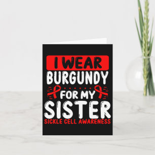 Sister Burgundy Ribbon Sibling Twin Sickle Cell Aw Card