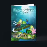 Sister Card With Fantasy Frogs - Hoppy Birthday<br><div class="desc">Sister Card With Fantasy Frogs - Hoppy Birthday</div>