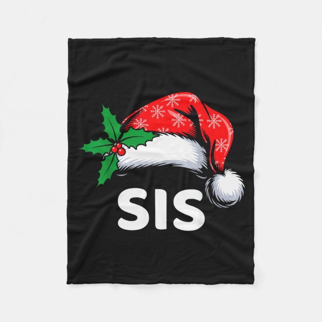 Sister Christmas Family Pajamas Matching Santa Hat Fleece Blanket (Front)