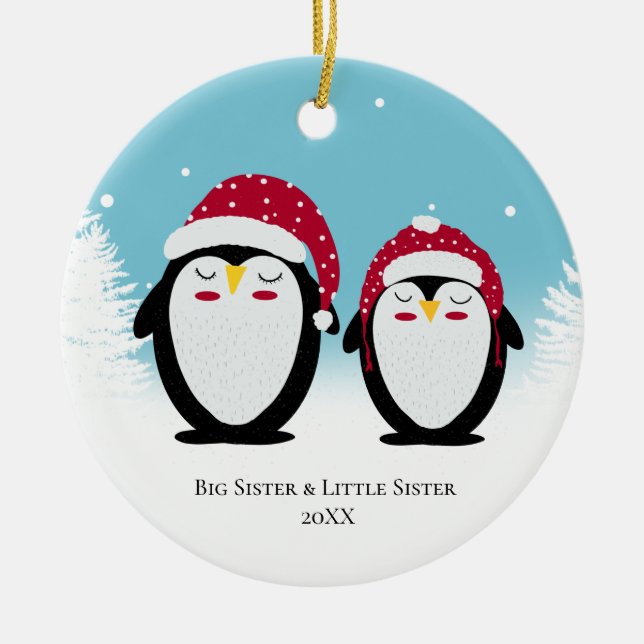 Sister Christmas Family penguins Decoration (Front)