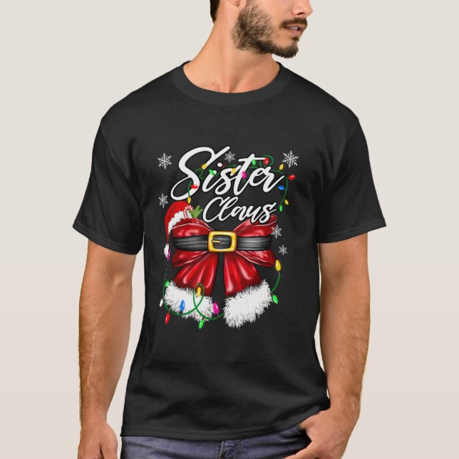 Sister Claus Bestie Couples Santa Pyjamas Christma T-Shirt (Front)