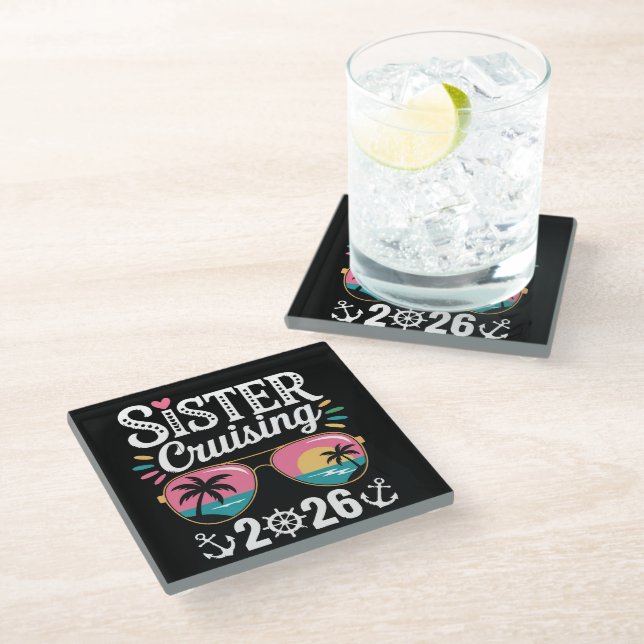 Sister Curising 2026 Glass Coaster (Angled)