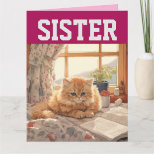 SISTER CUTE CAT BIRTHDAY BIG GREETING CARD