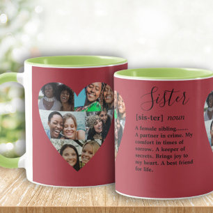 Sister Definition Photo Heart Collage Colourful Mu Mug
