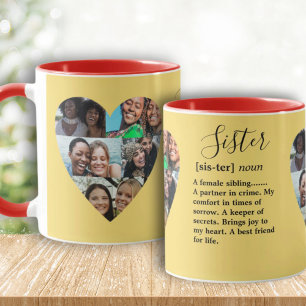 Sister Definition Photo Heart Collage Colourful Mu Mug
