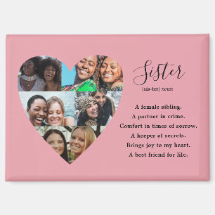 Sister Definition Pink Heart Keepsake Magnet