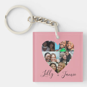 Sister Definition Pink Photo Heart Collage Key Ring