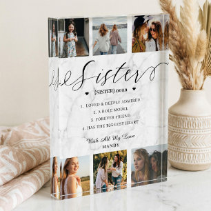 Sister Dictionary Definition Photo Collage Marble Block