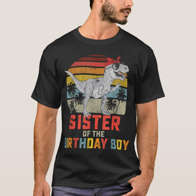 Sister Dinosaur of the Birthday Boy Matching Famil T-Shirt (Front)