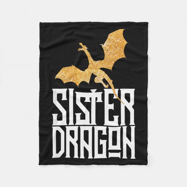 Sister Dragon Christmas Matching Family Tribe Girl Fleece Blanket (Front)