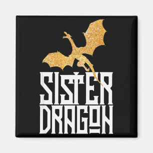 Sister Dragon Christmas Matching Family Tribe Girl Magnet