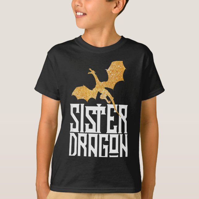 Sister Dragon Christmas Matching Family Tribe Girl T-Shirt (Front)