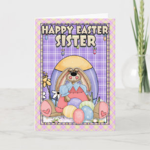 Sister Easter Card - Easter Bunny & Easter Eggs