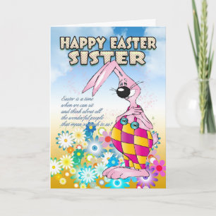 Sister Easter Card - Easter Bunny Flowers